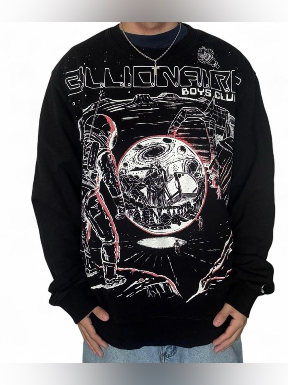 Billionaire Boys Club BBC Spaceman DISCOVERY CREW Sweatshirt Size XL Black USA